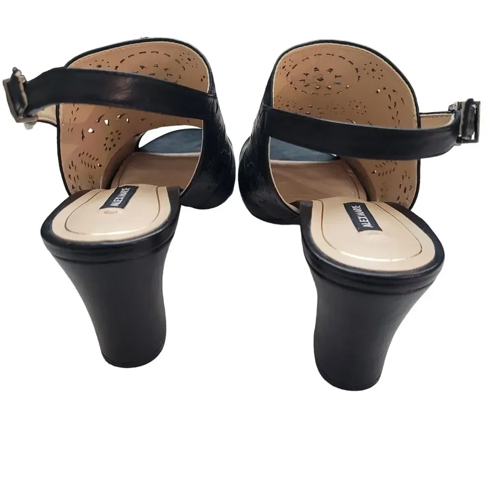 Alex Marie Black Chunky Heel Mules, sz. 8 1/2